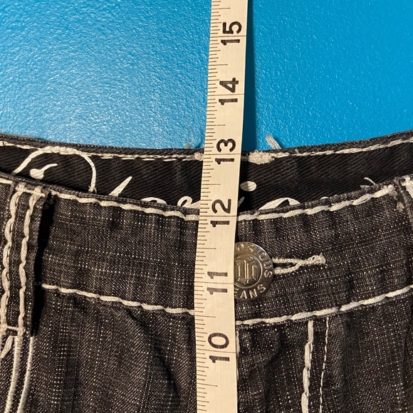 Vintage Urban Couture Victorious Baggy Embroidered Y2K Cross Black Denim Shorts - Picture 7 of 16